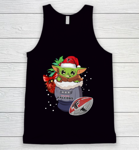 Atlanta Falcons Christmas Baby Yoda Star Wars Funny Happy NFL Tank Top