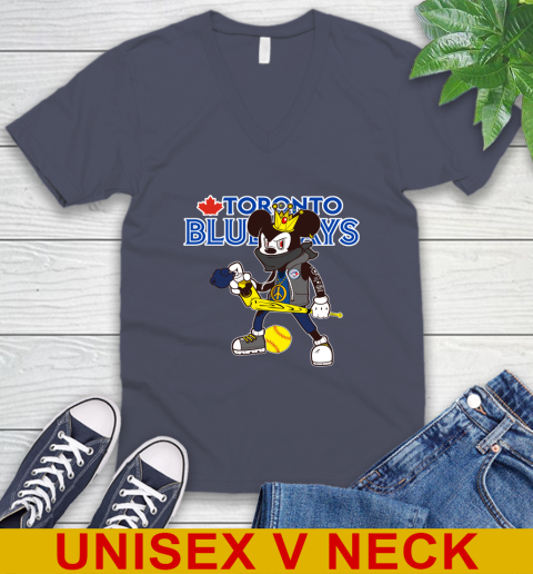 Toronto Blue Jays MLB Baseball Mickey Peace Sign Sports V-Neck T-Shirt 8