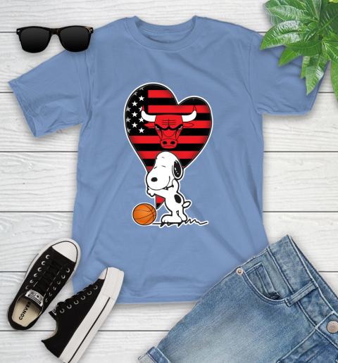 Chicago Bulls NBA Basketball The Peanuts Movie Adorable Snoopy Youth T-Shirt 11