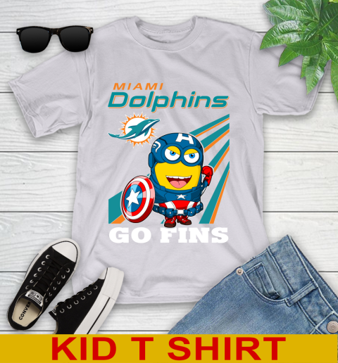 NFL Football Miami Dolphins Captain America Marvel Avengers Minion Shirt Youth T-Shirt 4