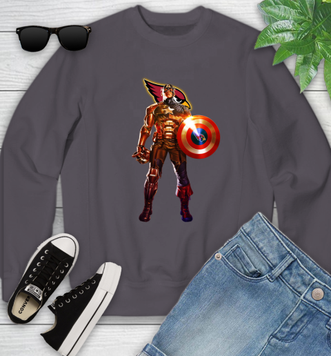 NFL Captain America Marvel Avengers Endgame Football Sports Arizona Cardinals Youth Sweatshirt 6
