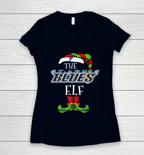 St.Louis Blues Christmas ELF Funny NHL Women's V-Neck T-Shirt 2