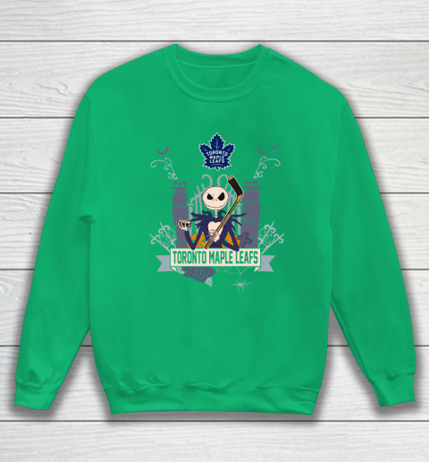 NHL Toronto Maple Leafs Hockey Jack Skellington Halloween Sweatshirt 5