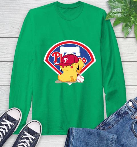 MLB Pikachu Baseball Sports Philadelphia Phillies Long Sleeve T-Shirt 7
