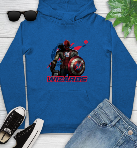 Washington Wizards NBA Basketball Captain America Thor Spider Man Hawkeye Avengers Youth Hoodie 9