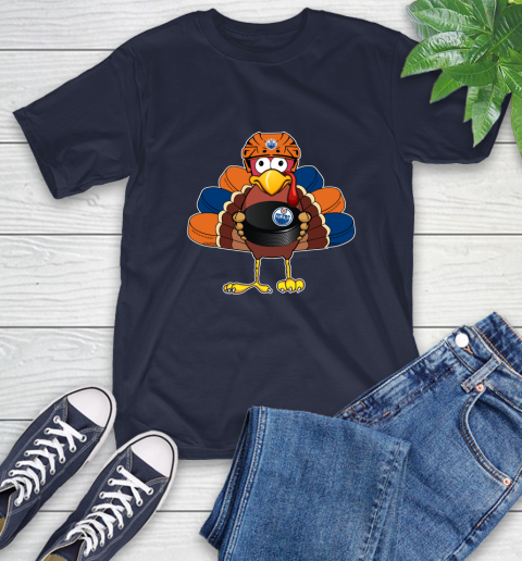 Edmonton Oilers Turkey Thanksgiving Day T-Shirt 4