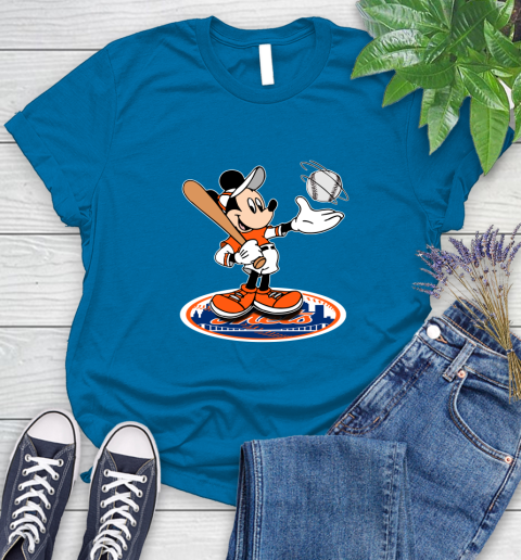 MLB Baseball New York Mets Cheerful Mickey Disney Shirt Women's T-Shirt 8