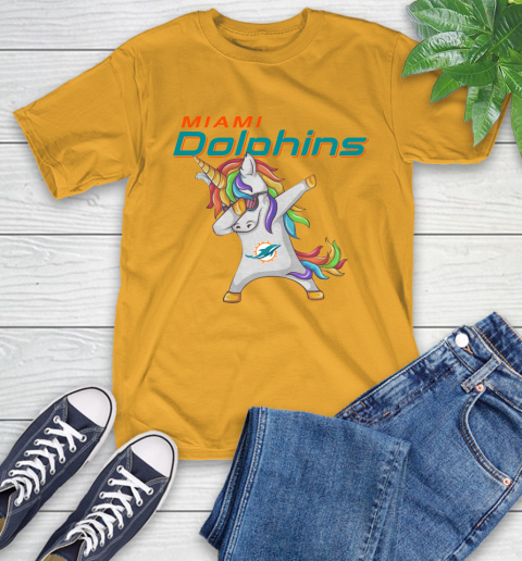 Miami Dolphins NFL Football Funny Unicorn Dabbing Sports T-Shirt 3