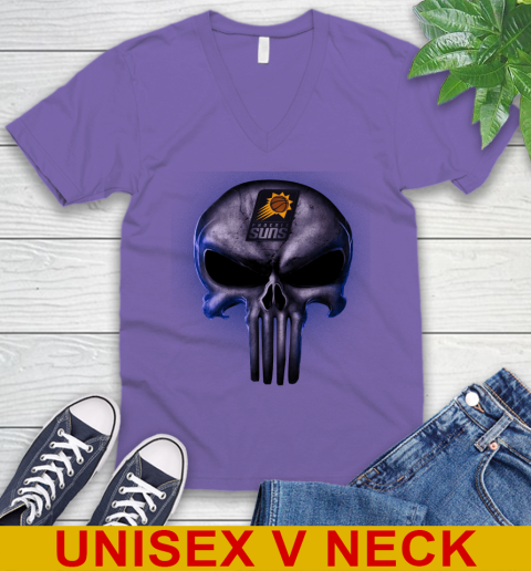 Phoenix Suns NBA Basketball Punisher Skull Sports V-Neck T-Shirt 8