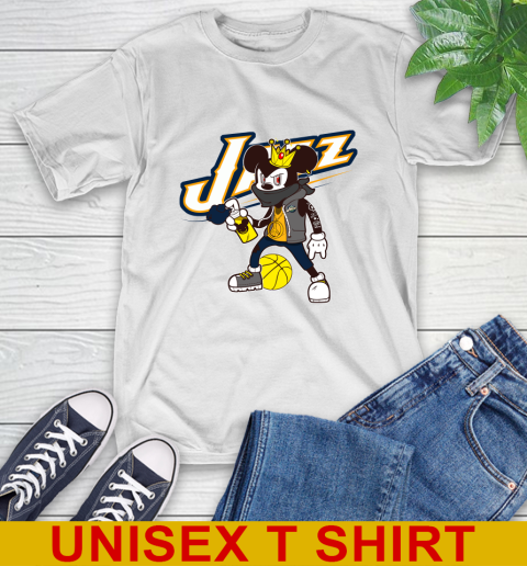 Utah Jazz NBA Basketball Mickey Peace Sign Sports T-Shirt