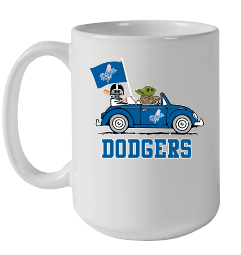 MLB Baseball Los Angeles Dodgers Darth Vader Baby Yoda Driving Star Wars Shirt Ceramic Mug 15oz