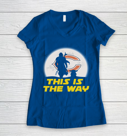 Chicago Bears NFL Football Star Wars Yoda And Mandalorian This Is The Way Women's V-Neck T-Shirt 7