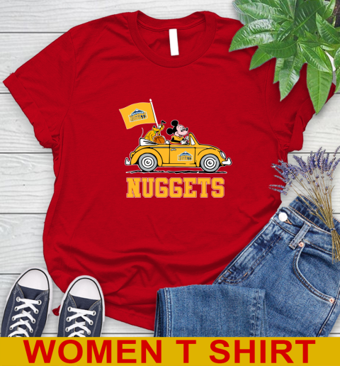 NBA Basketball Denver Nuggets Pluto Mickey Driving Disney Shirt Women's T-Shirt 10