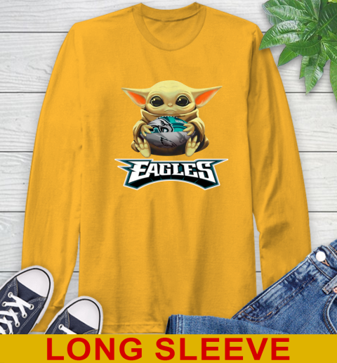 NFL Football Philadelphia Eagles Baby Yoda Star Wars Shirt Long Sleeve T-Shirt 3