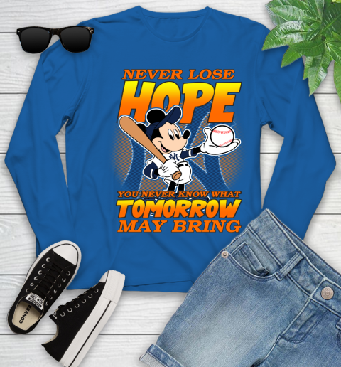 New York Yankees MLB Baseball Mickey Disney Never Lose Hope Youth Long Sleeve 10