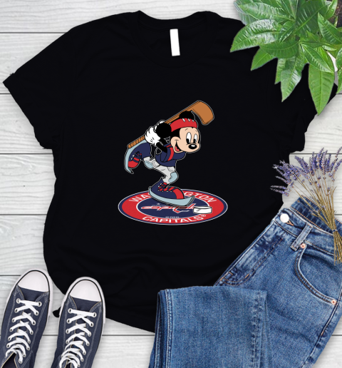 NHL Hockey Washington Capitals Cheerful Mickey Disney Shirt Women's T-Shirt