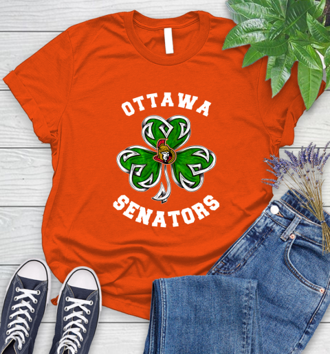 NHL Ottawa Senators Three Leaf Clover St Patrick's Day Hockey Sports Women's T-Shirt 4 NHL Ottawa Senators Three Leaf Clover St Patrick's Day Hockey Sports Women's T-Shirt - Image 4