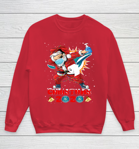 Miami Dolphins Funny Santa Claus Dabbing Christmas 2020 NFL Youth Sweatshirt 7