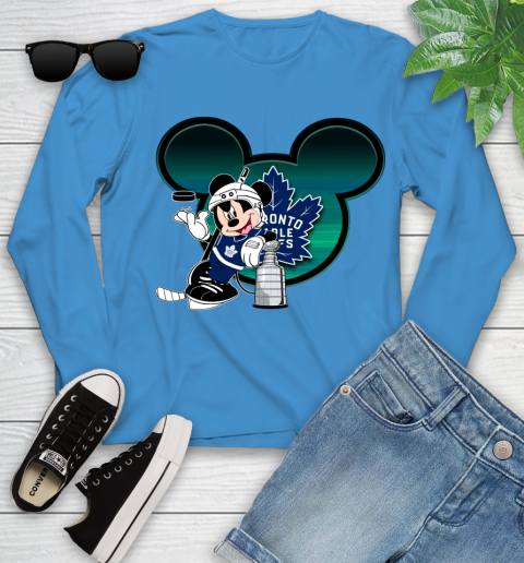NHL Toronto Maple Leafs Stanley Cup Mickey Mouse Disney Hockey T Shirt Youth Long Sleeve 7