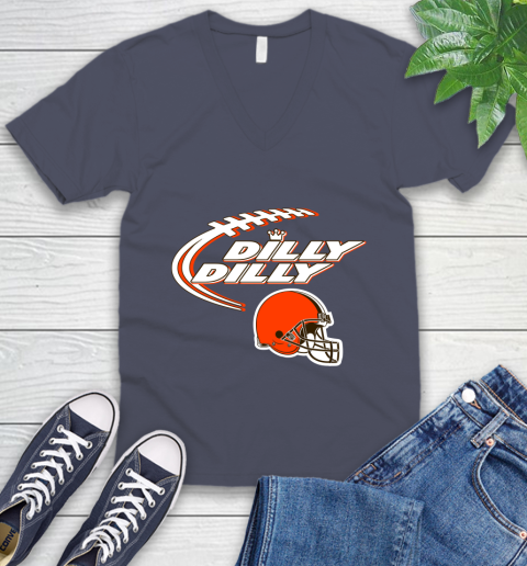 NFL Cleveland Browns Dilly Dilly Football Sports V-Neck T-Shirt 9