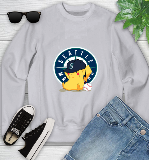 MLB Pikachu Baseball Sports Seattle Mariners Youth Sweatshirt 4