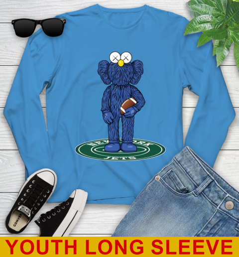 NFL Football New York Jets Kaws Bff Blue Figure Shirt Youth Long Sleeve 8