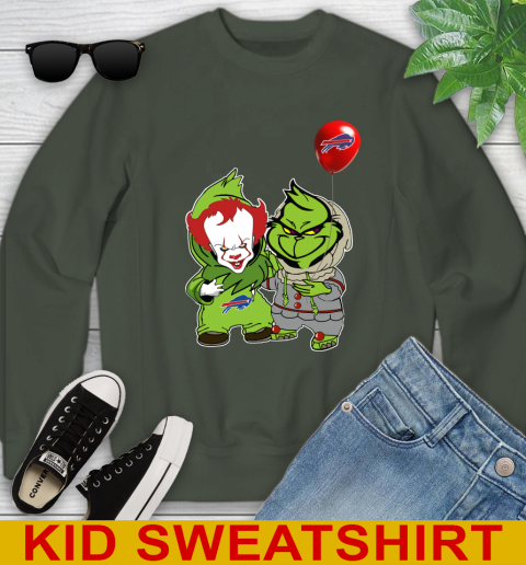 Buffalo Bills Baby Pennywise Grinch Christmas NFL Football Youth Sweatshirt 9