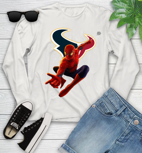 NFL Spider Man Avengers Endgame Football Houston Texans Youth Long Sleeve 13 NFL Spider Man Avengers Endgame Football Houston Texans Youth Long Sleeve - Image 13