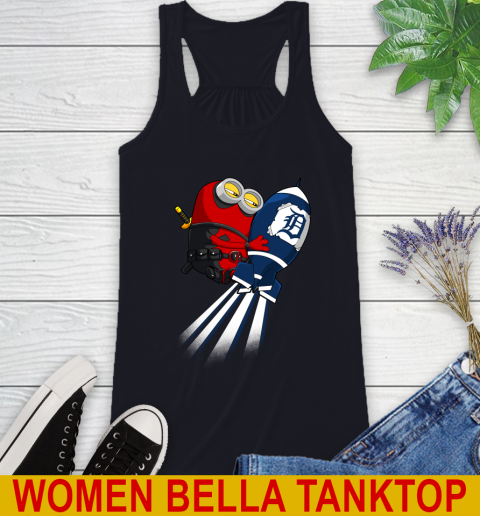 MLB Baseball Detroit Tigers Deadpool Minion Marvel Shirt Racerback Tank 8