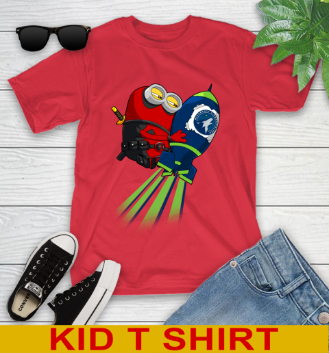 NBA Basketball Minnesota Timberwolves Deadpool Minion Marvel Shirt Youth T-Shirt 11