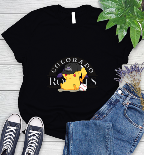 MLB Pikachu Baseball Sports Colorado Rockies Women's T-Shirt 2