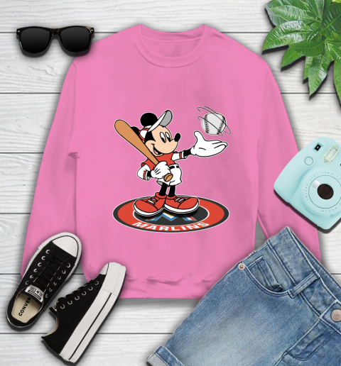 MLB Baseball Miami Marlins Cheerful Mickey Disney Shirt Youth Sweatshirt 6