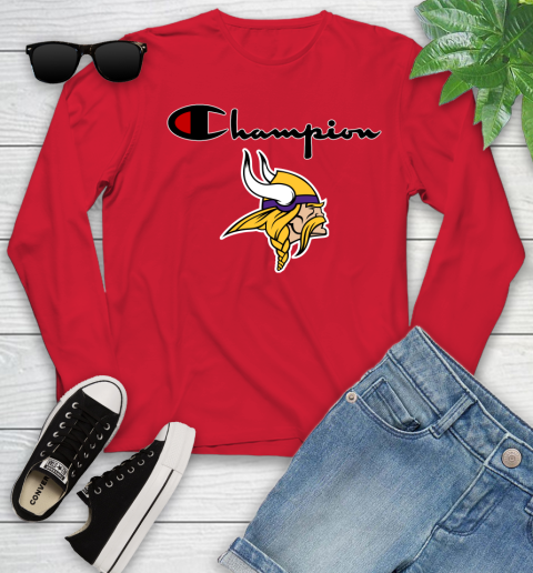 NFL Football Minnesota Vikings Champion Shirt Youth Long Sleeve 9
