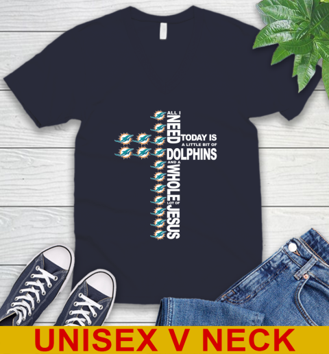 NFL All I Need Today Is A Little Bit Of Miami Dolphins Cross Shirt V-Neck T-Shirt 2