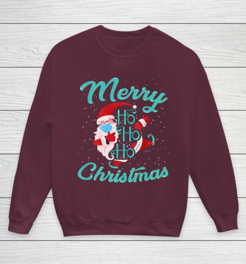 Merry Christmas Ho Ho Ho Santa Claus Wearing A Face Mask Youth Sweatshirt 4