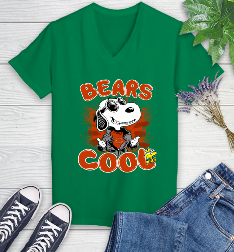 NFL Football Chicago Bears Cool Snoopy Shirt Women's V-Neck T-Shirt 4