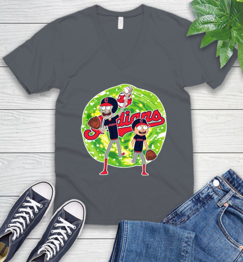 MLB Cleveland Indians Rick And Morty Baseball Sports V-Neck T-Shirt 5