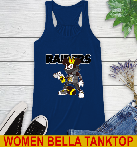 Oakland Raiders NFL Football Mickey Peace Sign Sports Racerback Tank 9