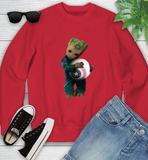 MLB Groot Guardians Of The Galaxy Baseball Sports Houston Astros Youth Sweatshirt 9