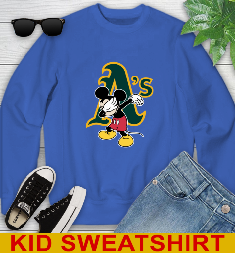 Oakland Athletics MLB Baseball Dabbing Mickey Disney Sports Youth Sweatshirt 7