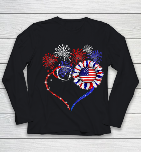Patriotic Nurse 4th Of July American Flag Independence Day Youth Long Sleeve
