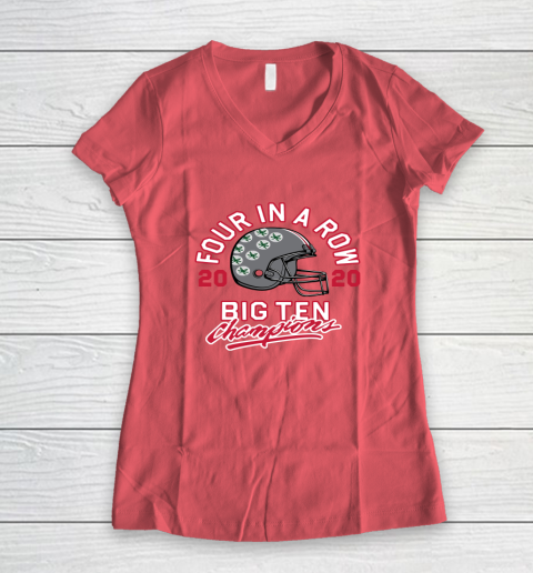 OSU 2020 Big Ten Champions 2020 Four In A Row Women's V-Neck T-Shirt 4