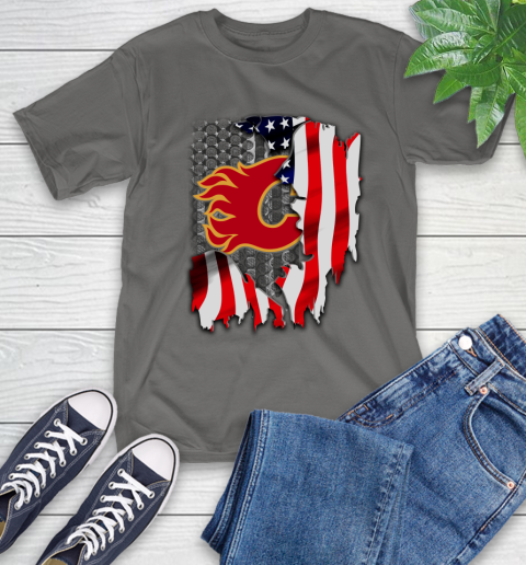Calgary Flames NHL Hockey American Flag T-Shirt 10