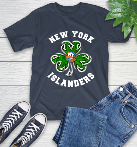 NHL New York Islanders Three Leaf Clover St Patrick's Day Hockey Sports T-Shirt 3