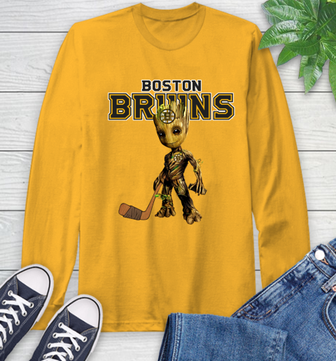 Boston Bruins NHL Hockey Groot Marvel Guardians Of The Galaxy Long Sleeve T-Shirt 3