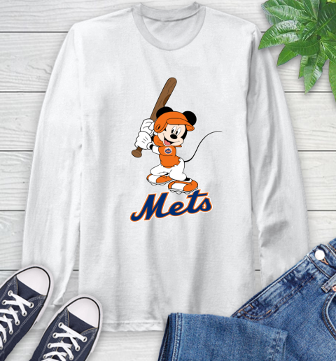 MLB Baseball New York Mets Cheerful Mickey Mouse Shirt Long Sleeve T-Shirt 3 MLB Baseball New York Mets Cheerful Mickey Mouse Shirt Long Sleeve T-Shirt - Image 3