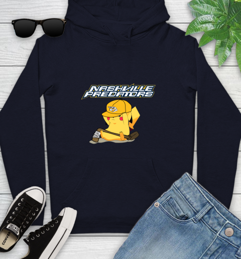 NHL Pikachu Hockey Sports Nashville Predators Youth Hoodie 4