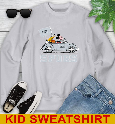 NBA Basketball San Antonio Spurs Pluto Mickey Driving Disney Shirt Youth Sweatshirt 4