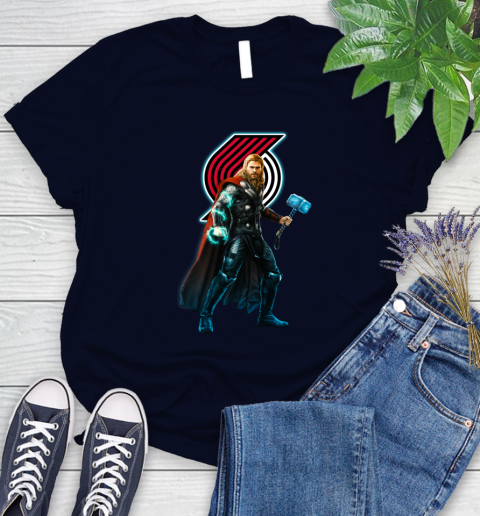 NBA Thor Avengers Endgame Basketball Portland Trail Blazers Women's T-Shirt 3