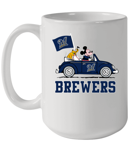 MLB Baseball Milwaukee Brewers Pluto Mickey Driving Disney Shirt Ceramic Mug 15oz